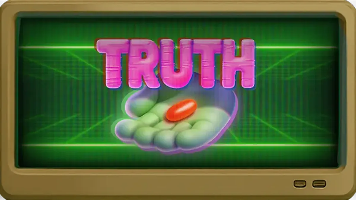 Interface do jogo de slot Truth com temática de conspiração